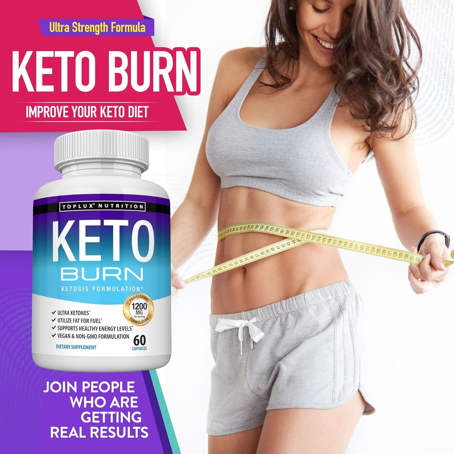 Toplux Keto Burn Pills Ketosis Weight Loss - 1200 Mg Ultra Advanced Natural Ketogenic Fat Burner Using Ketone Diet