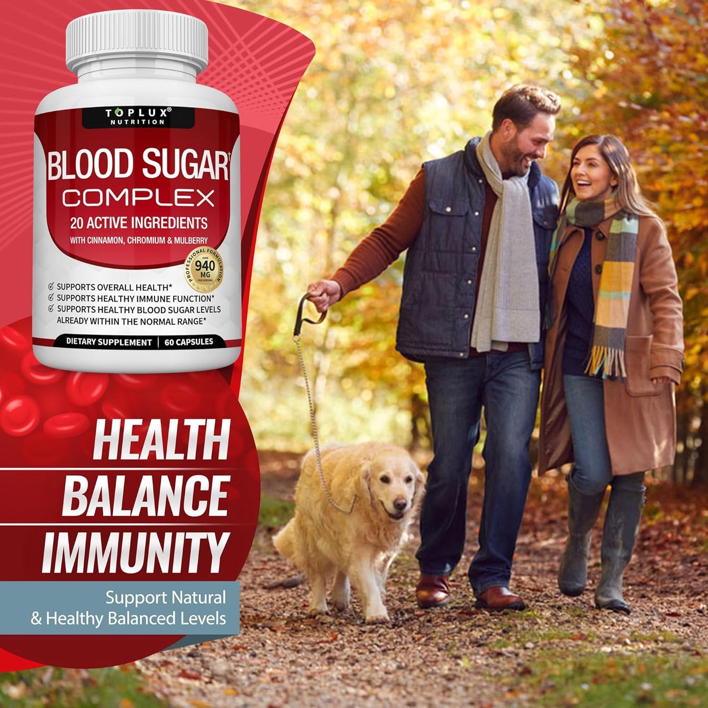 Blood Sugar Complex Supplement - Supports Healthy Blood Sugar Levels Already Within Normal Range All Natural with Cinnamon, Bitter Melon, Chromium, Mulberry, Alpha Lipoic Acid, Non-GMO
